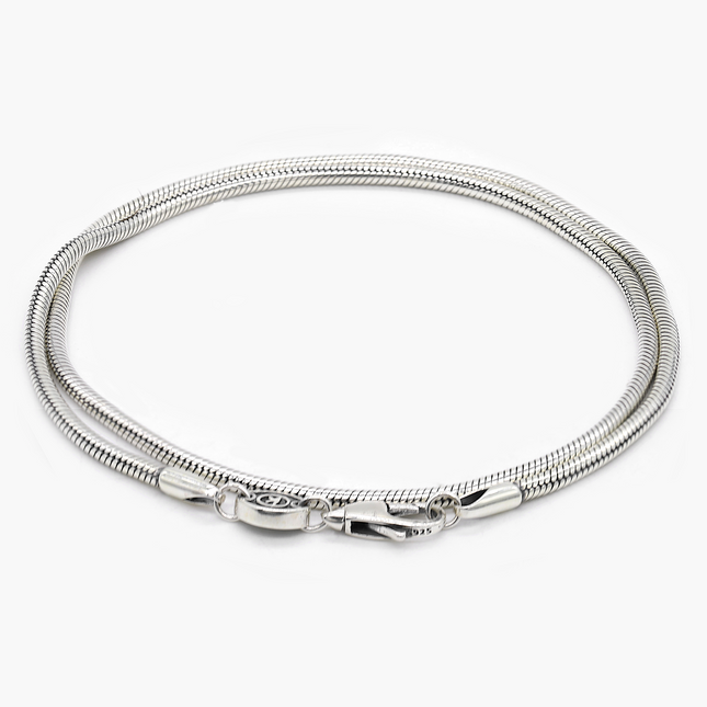 Double Laps Snake Sterling Silver Chain Bracelet-Bracelet-Kompsós