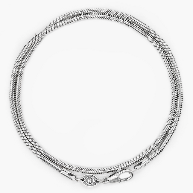 Double Laps Snake Sterling Silver Chain Bracelet-Bracelet-Kompsós