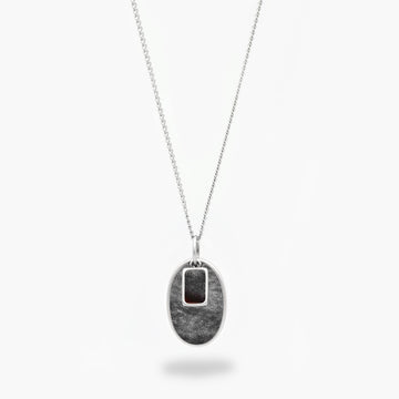 Double Pendants Sterling Silver Necklace With Grey Obsidian-Jewelry-Kompsós