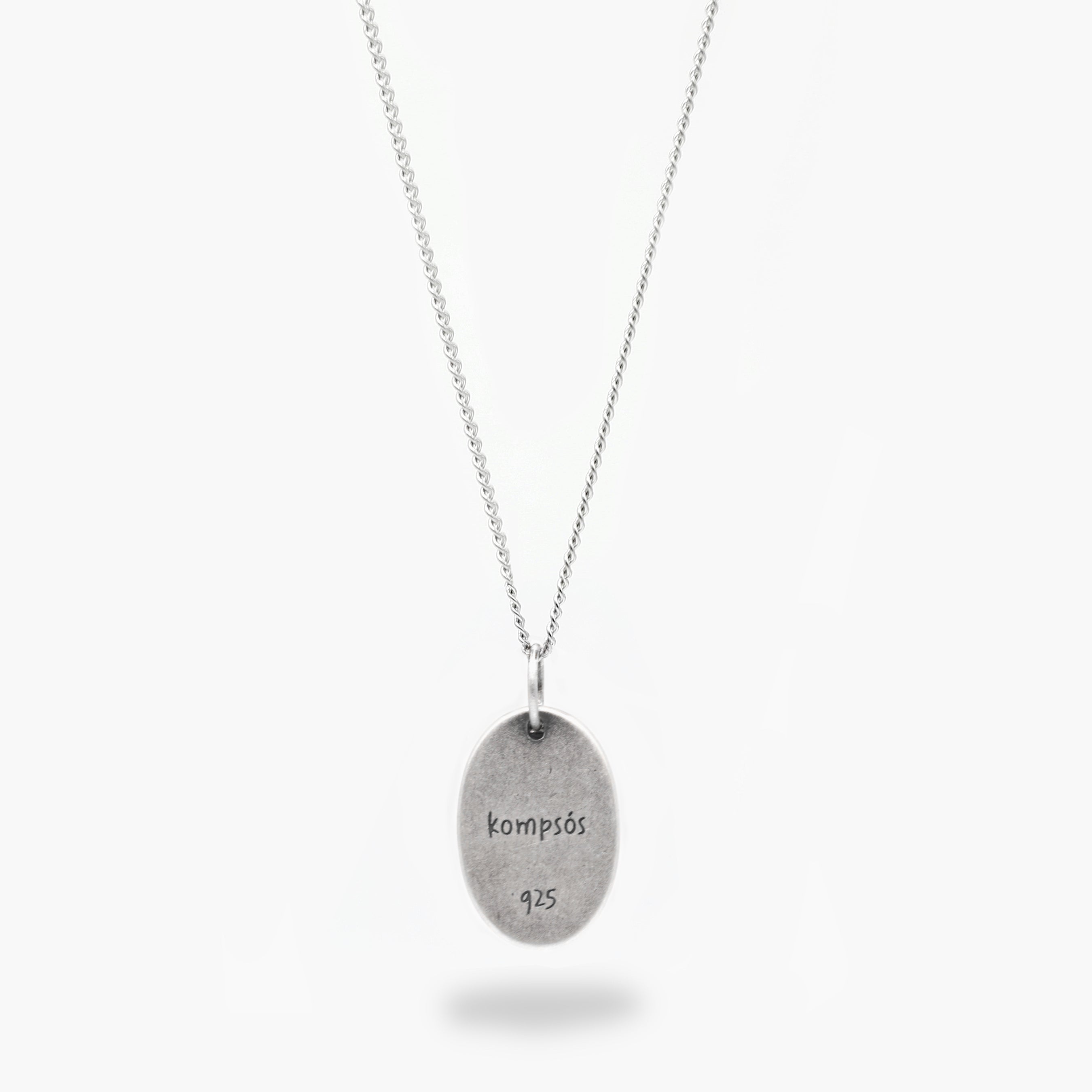 Double Pendants Sterling Silver Necklace With Matte Onyx-Jewelry-Kompsós