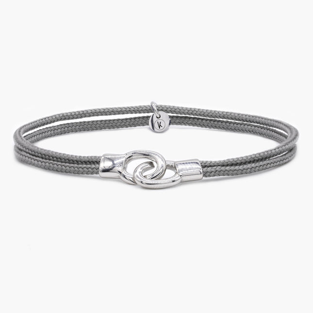 Double Sailing Cord Bracelet With Silver Lock (Grey)-Bracelet-Kompsós