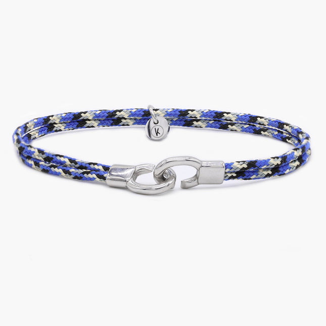 Double Sailing Cord Bracelet With Silver Lock (Multicolors)-Bracelet-Kompsós