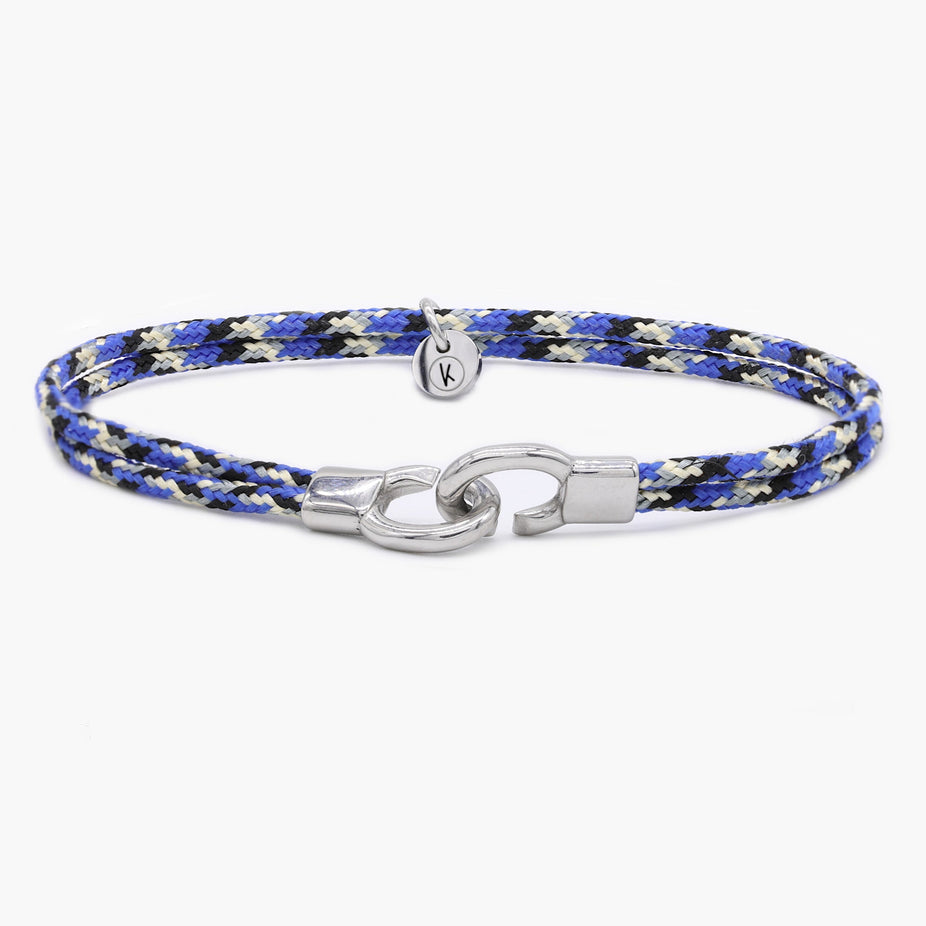 Double Sailing Cord Bracelet With Silver Lock (Multicolors)-Bracelet-Kompsós