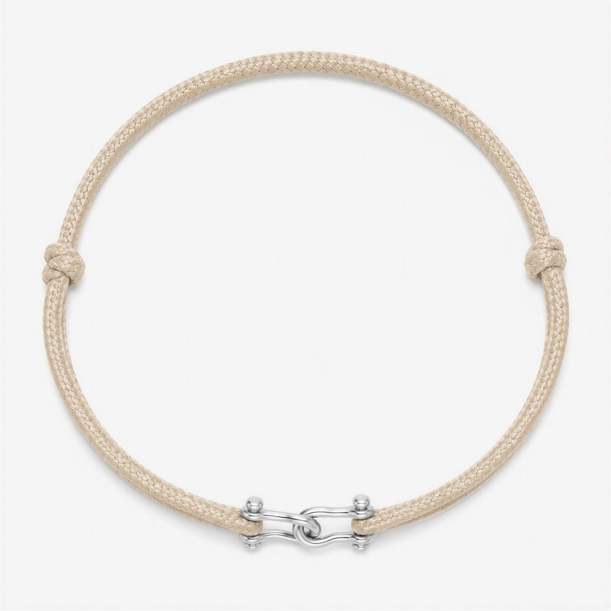 Double Shackles Cord Bracelet (Beige)-Bracelet-Kompsós