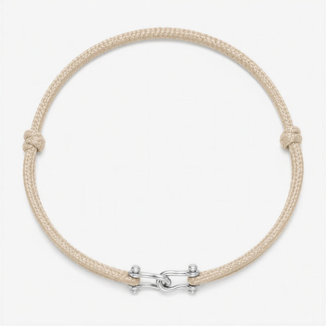 Double Shackles Cord Bracelet (Beige)-Bracelet-Kompsós