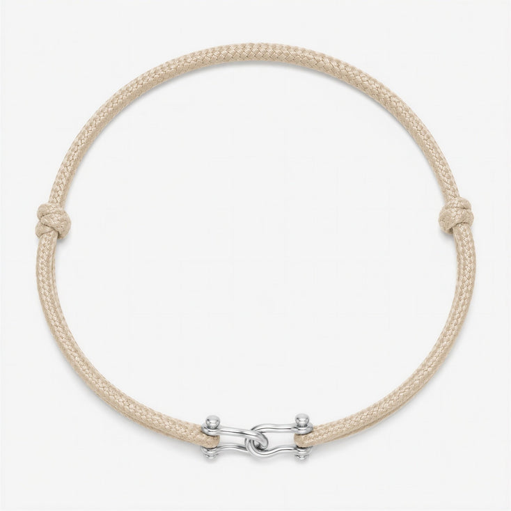 Double Shackles Cord Bracelet (Beige)-Bracelet-Kompsós