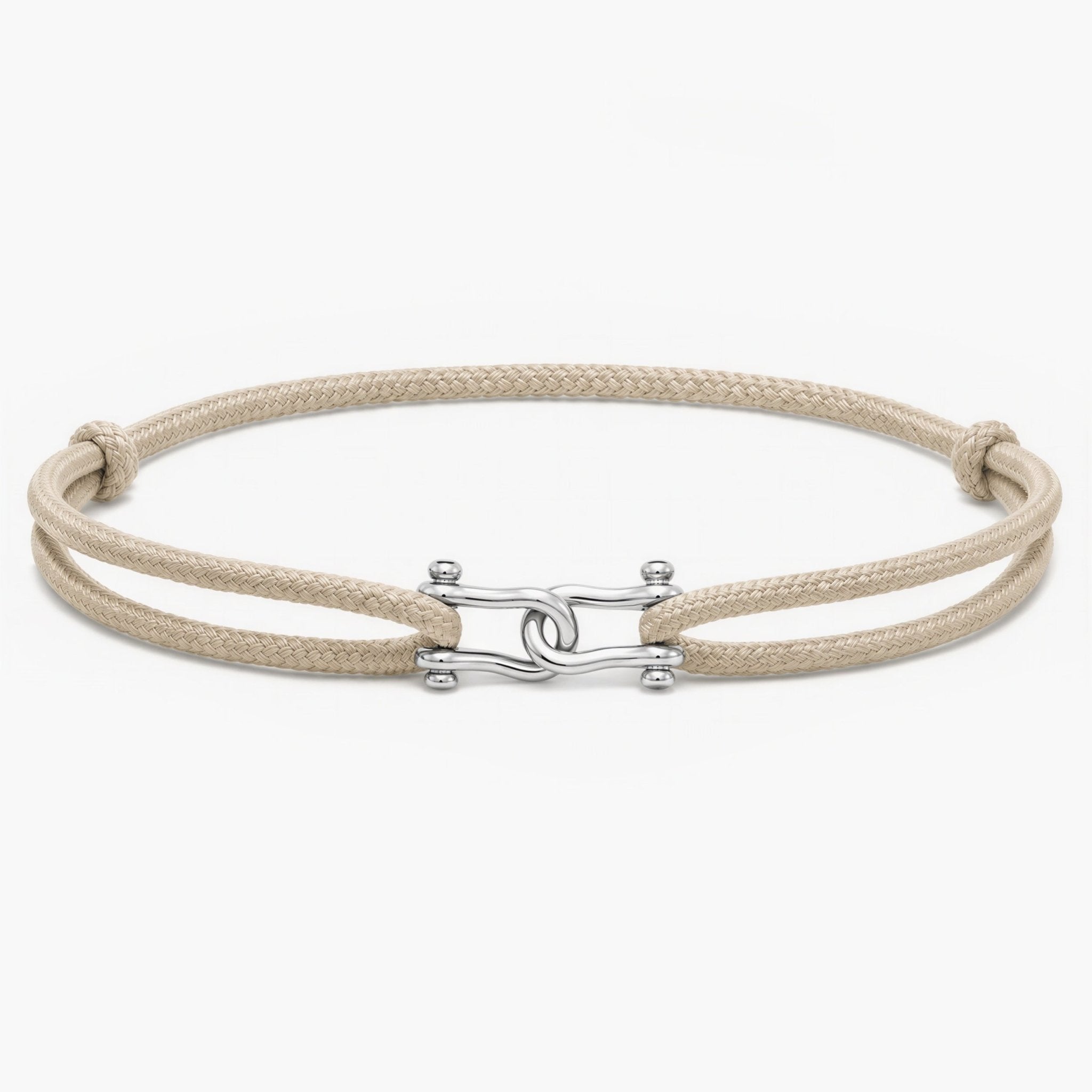 Double Shackles Cord Bracelet (Beige)-Bracelet-Kompsós