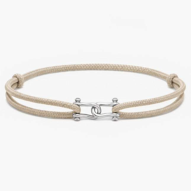 Double Shackles Cord Bracelet (Beige)-Bracelet-Kompsós