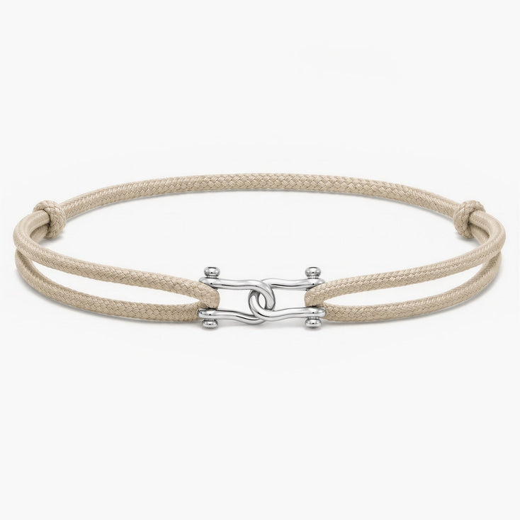 Double Shackles Cord Bracelet (Beige)-Bracelet-Kompsós