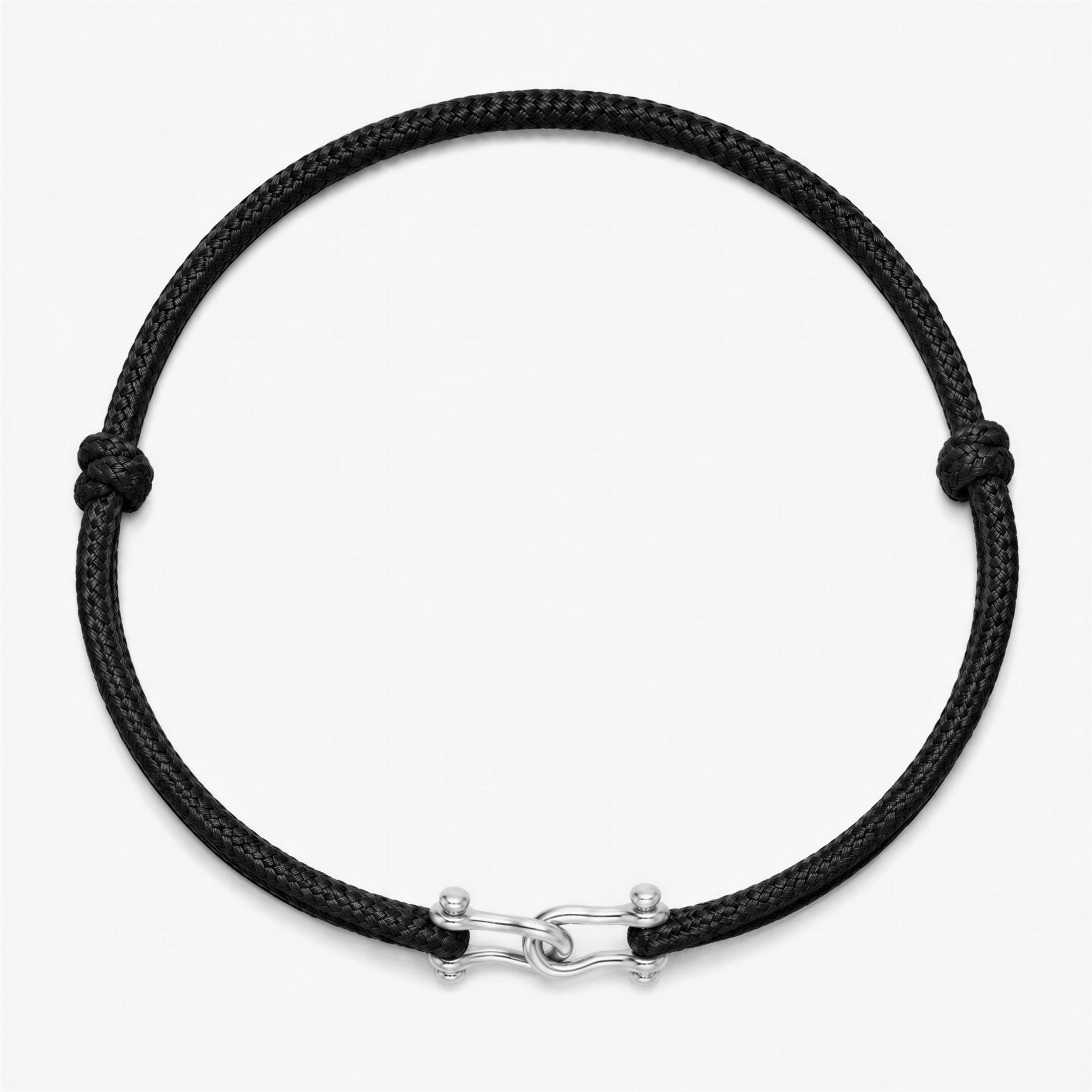 Double Shackles Cord Bracelet (Black)-Bracelet-Kompsós
