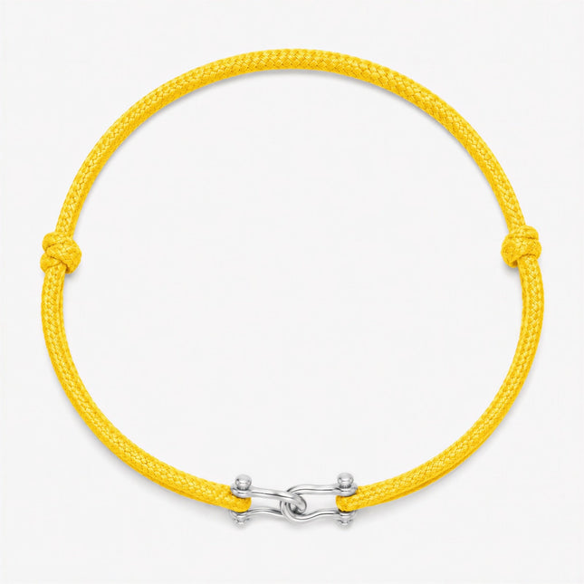 Double Shackles Cord Bracelet (Canary Yellow)-Bracelet-Kompsós
