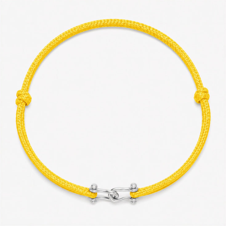 Double Shackles Cord Bracelet (Canary Yellow)-Bracelet-Kompsós