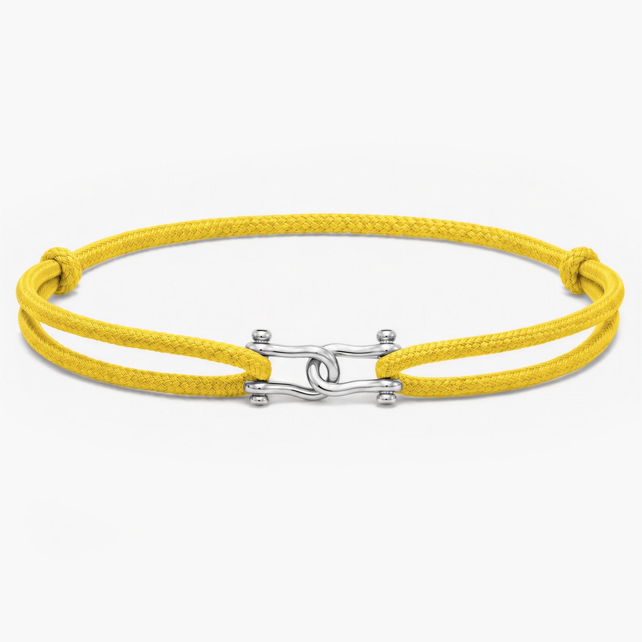 Double Shackles Cord Bracelet (Canary Yellow)-Bracelet-Kompsós