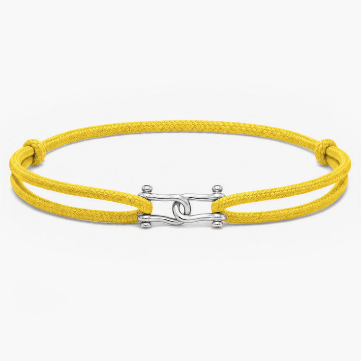 Double Shackles Cord Bracelet (Canary Yellow)-Bracelet-Kompsós