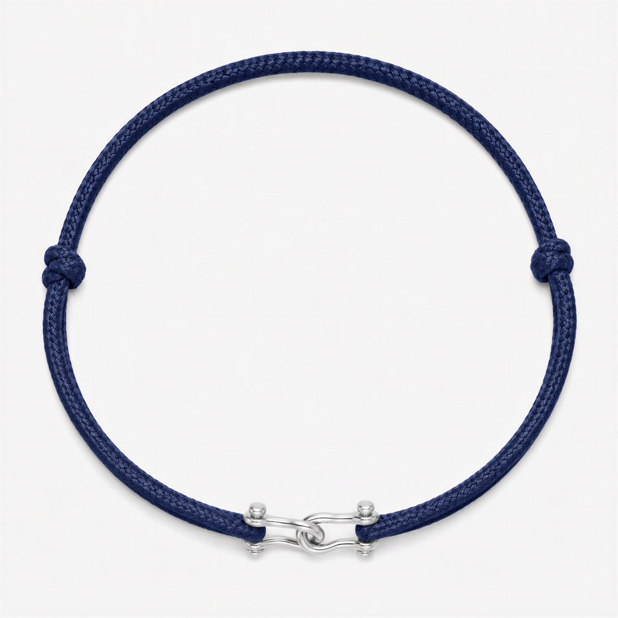 Double Shackles Cord Bracelet (Navy Blue)-Bracelet-Kompsós
