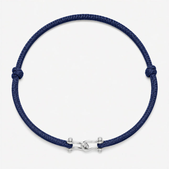 Double Shackles Cord Bracelet (Navy Blue)-Bracelet-Kompsós