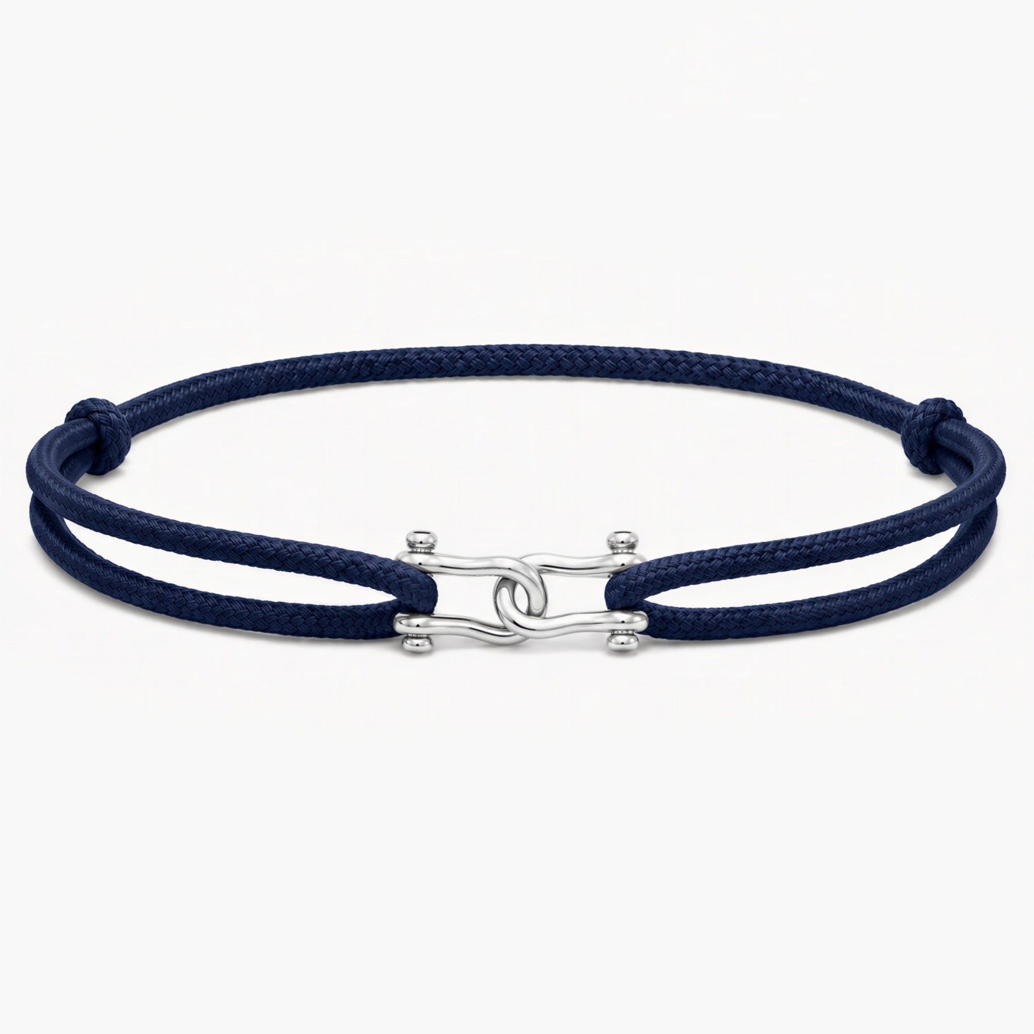 Double Shackles Cord Bracelet (Navy Blue)-Bracelet-Kompsós