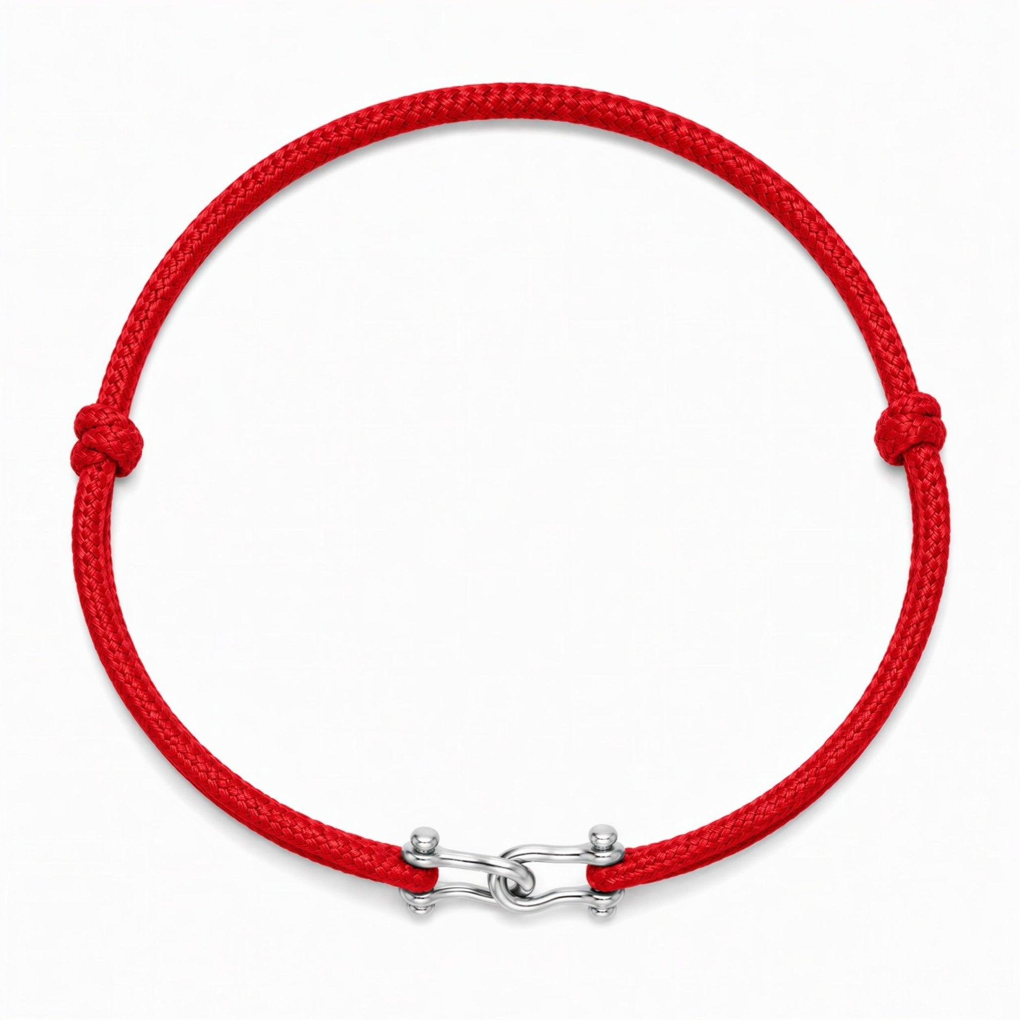 Double Shackles Cord Bracelet (Red)-Bracelet-Kompsós