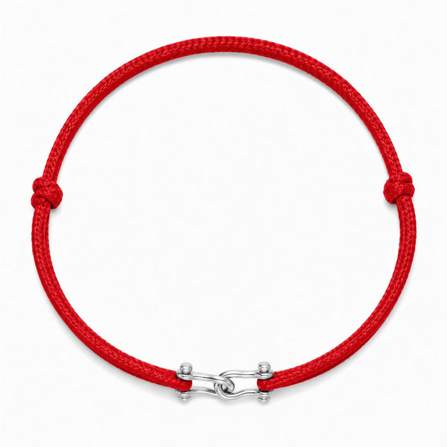 Double Shackles Cord Bracelet (Red)-Bracelet-Kompsós