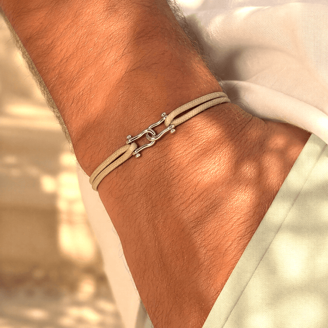 Double Shackles Cord Bracelet (Red)-Bracelet-Kompsós