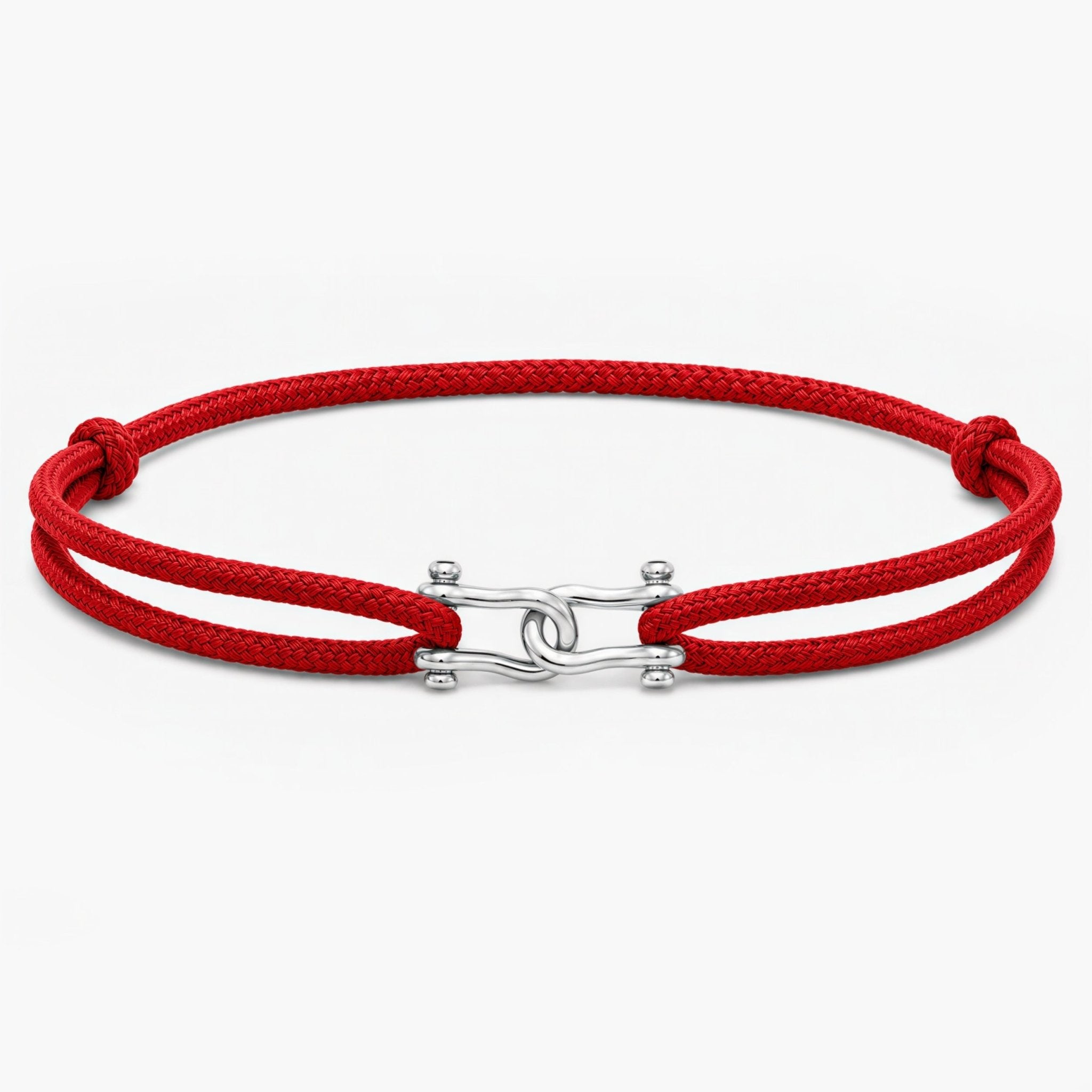 Double Shackles Cord Bracelet (Red)-Bracelet-Kompsós