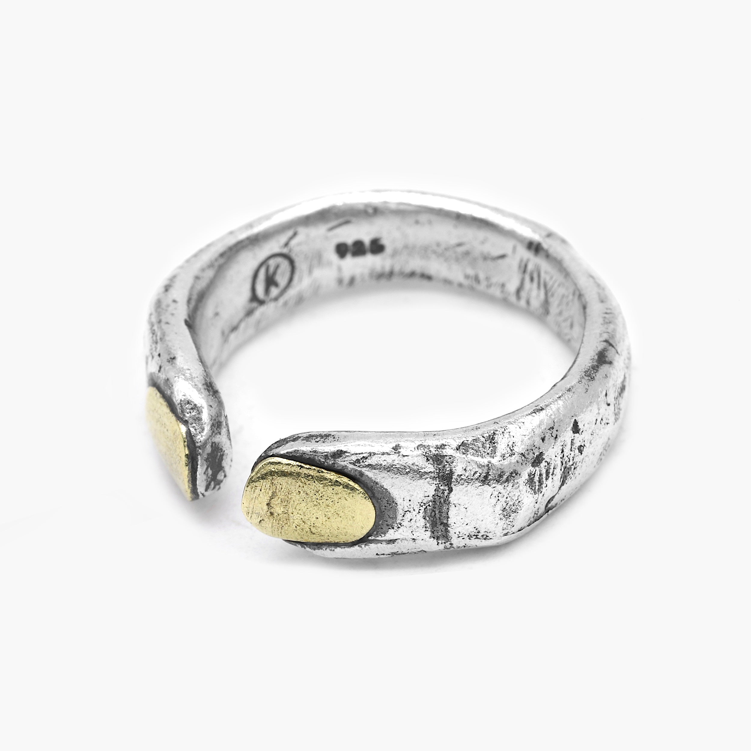 Double Thumbs With Golden Nails Sterling Silver Ring-Ring-Kompsós