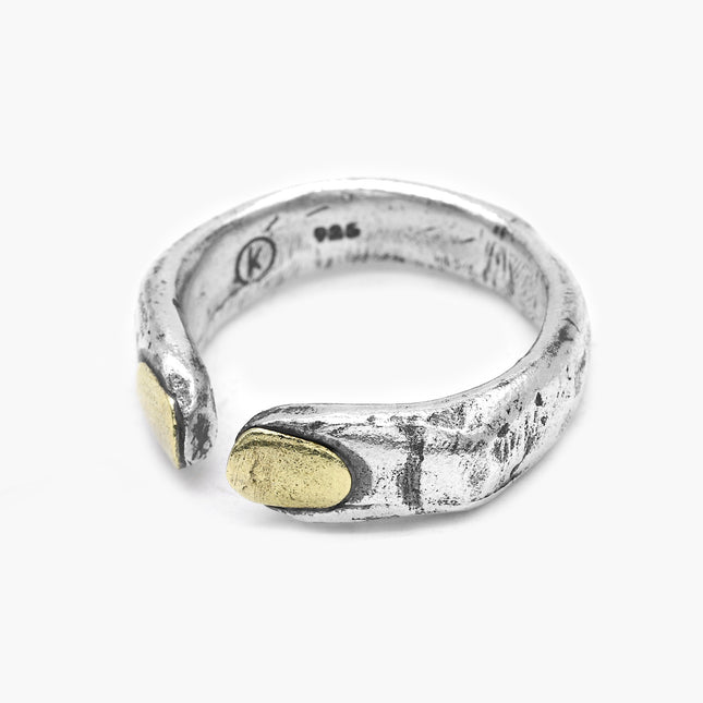 Double Thumbs With Golden Nails Sterling Silver Ring-Ring-Kompsós