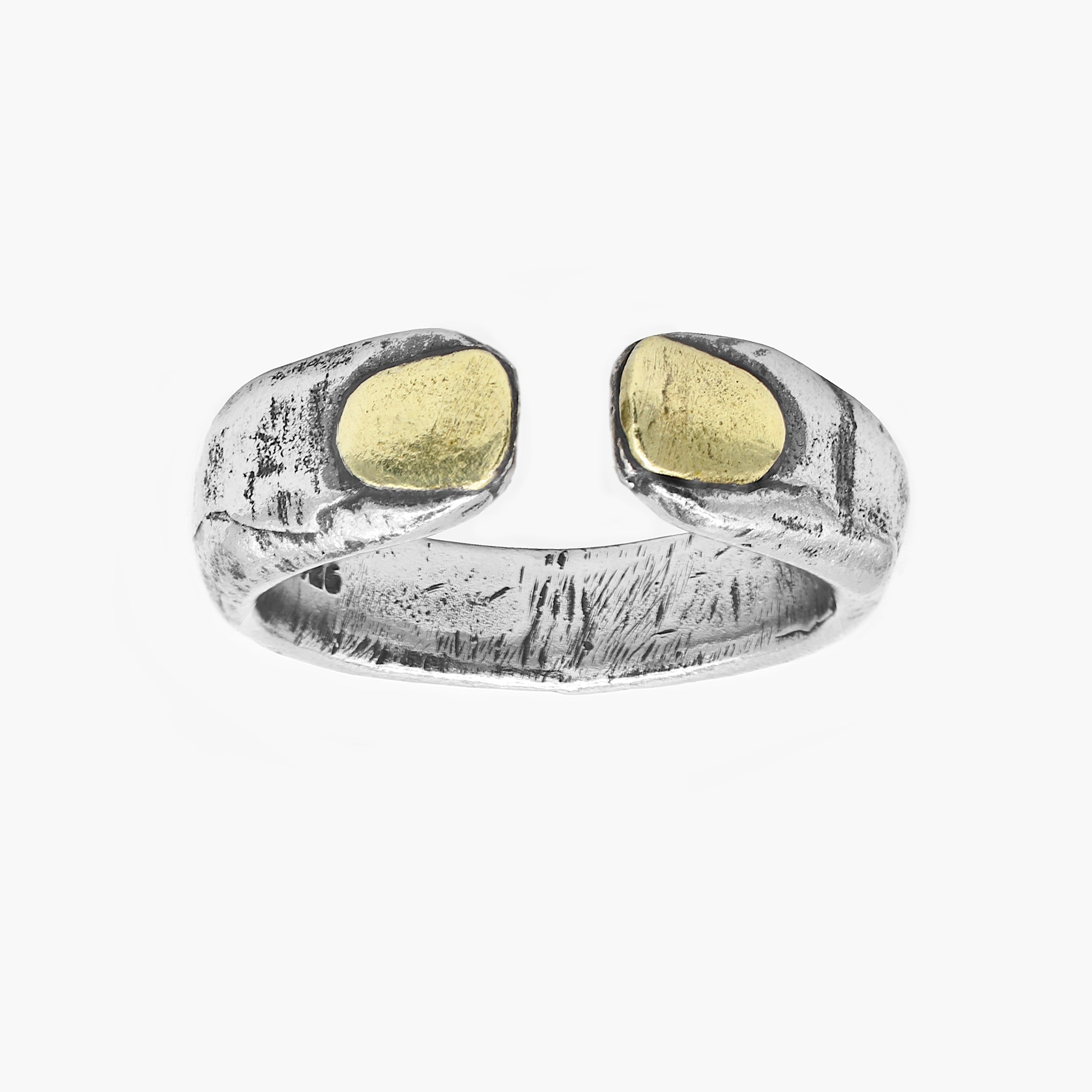 Double Thumbs With Golden Nails Sterling Silver Ring-Ring-Kompsós