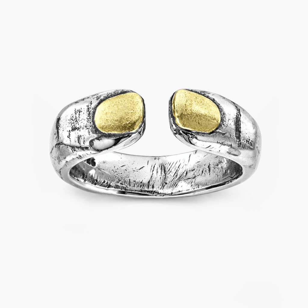 Double Thumbs With Golden Nails Sterling Silver Ring-Ring-Kompsós