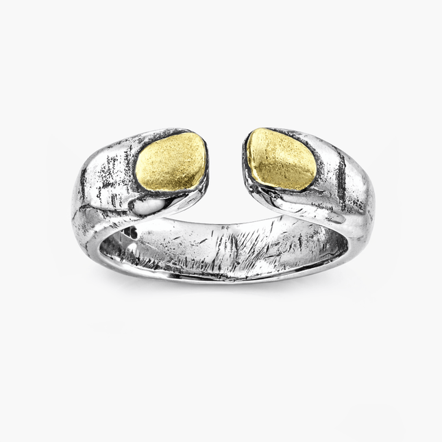 Double Thumbs With Golden Nails Sterling Silver Ring-Ring-Kompsós