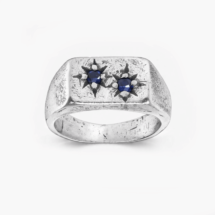 Duo Sapphire Gemstone Sterling Silver Ring-Ring-Kompsós