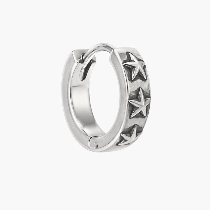 Embossed Stars Sterling Silver Earring-Earring-Kompsós