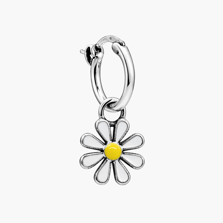 Enamelled Daisy Sterling Silver Earring-Earring-Kompsós