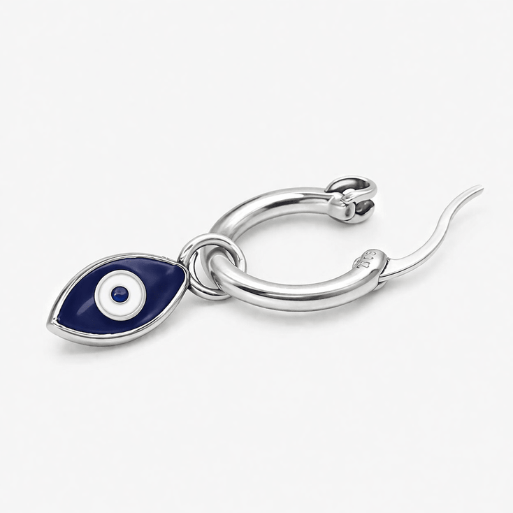 Enamelled Evil Eye Sterling Silver Earring-Earring-Kompsós