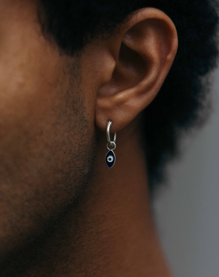Enamelled Evil Eye Sterling Silver Earring-Earring-Kompsós