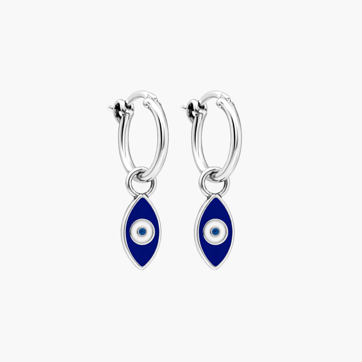 Enamelled Evil Eye Sterling Silver Earring-Earring-Kompsós