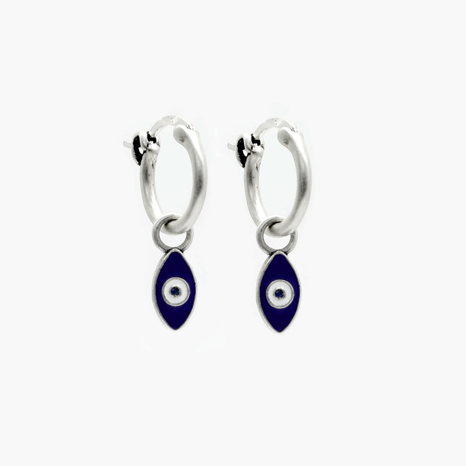 Enamelled Evil Eye Sterling Silver Earring-Earring-Kompsós