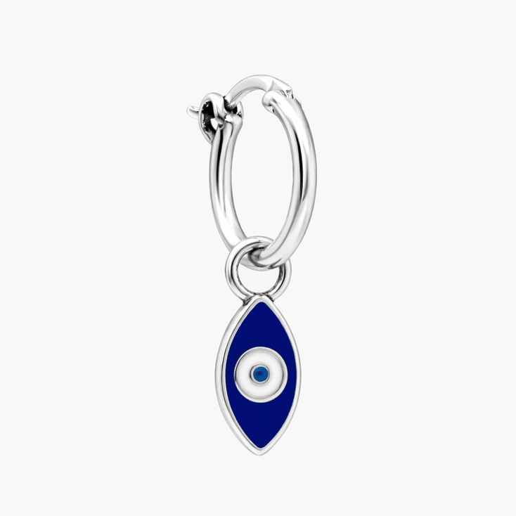Enamelled Evil Eye Sterling Silver Earring-Earring-Kompsós