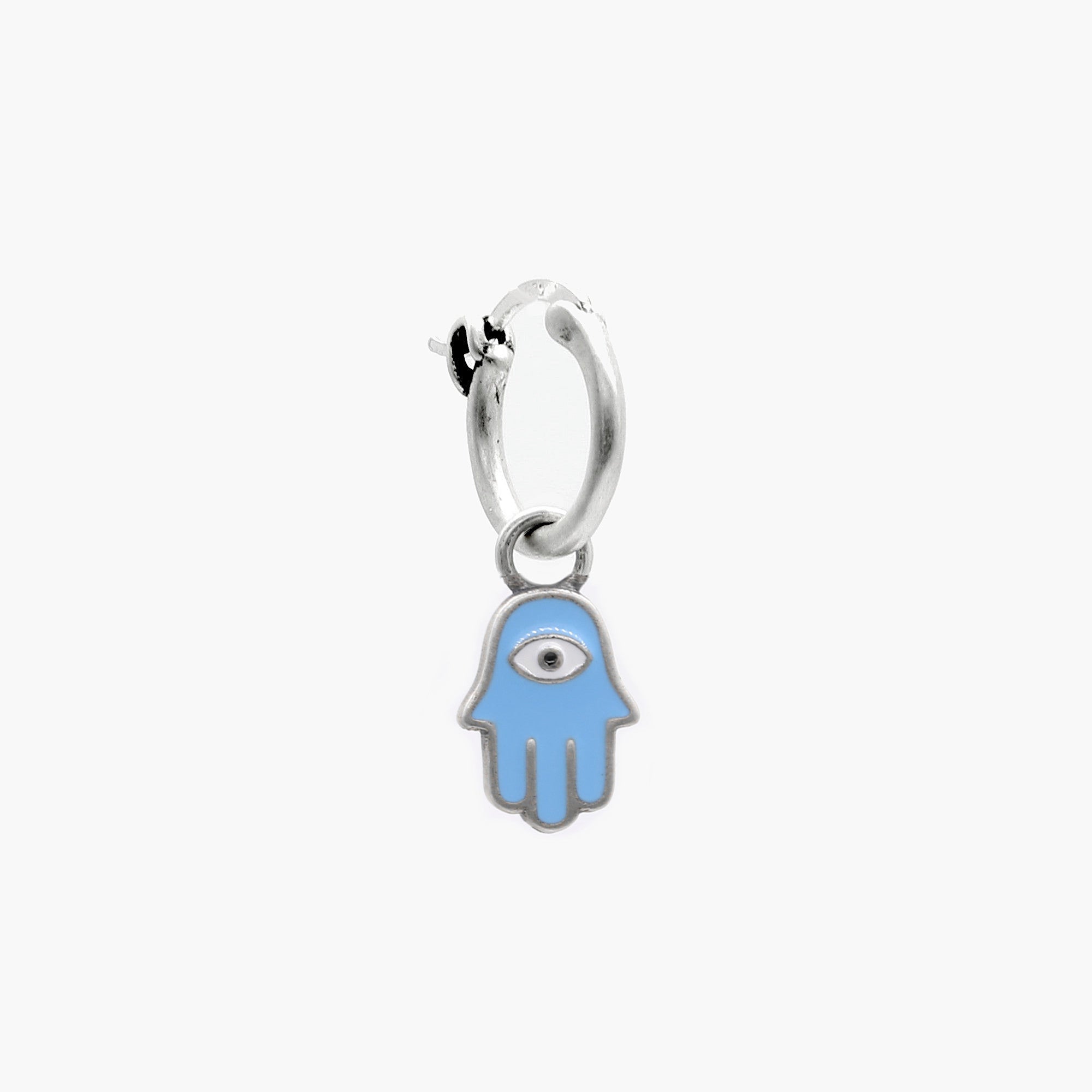 Enamelled Hamsa Sterling Silver Earring-Earring-Kompsós