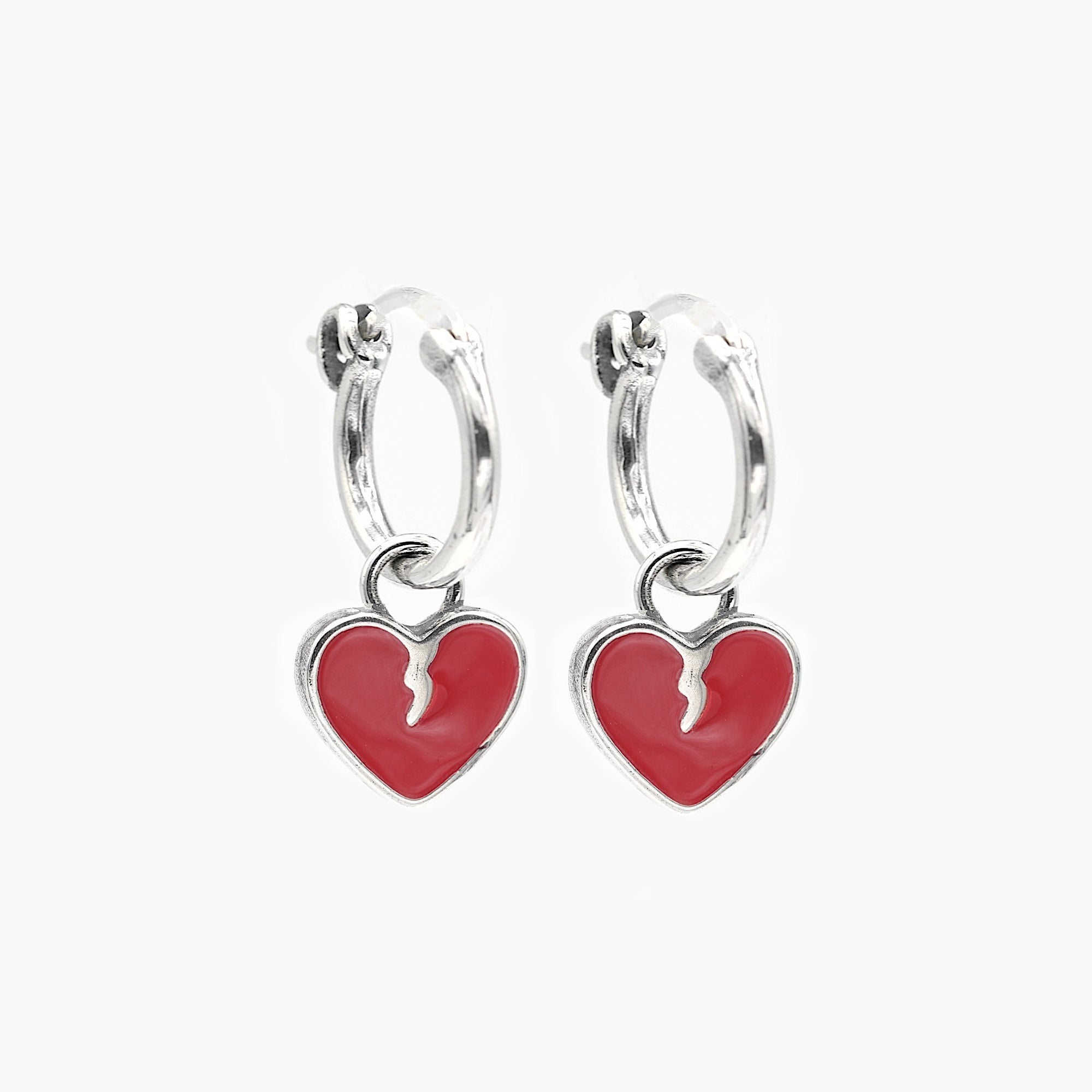 Enamelled Heartbreak Sterling Silver Earring-Earring-Kompsós