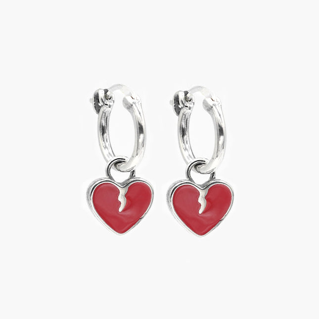 Enamelled Heartbreak Sterling Silver Earring-Earring-Kompsós