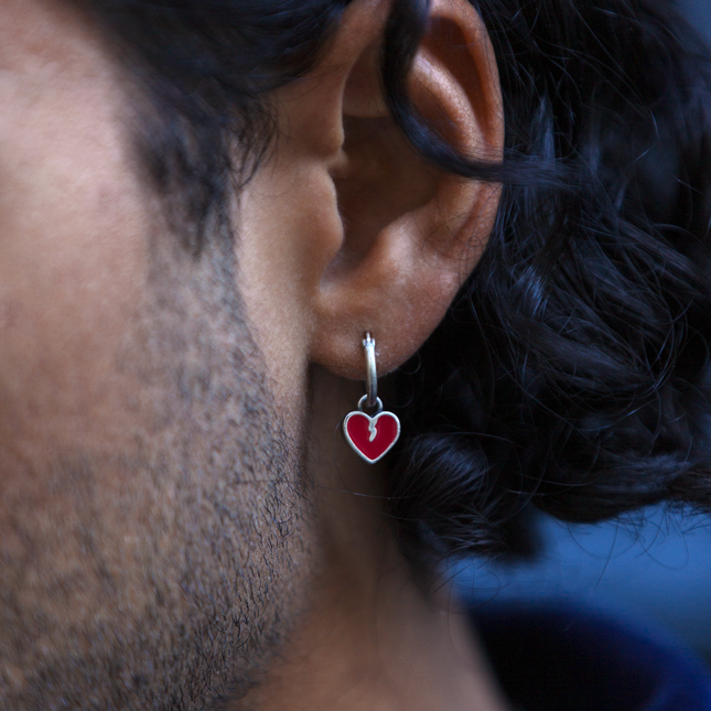 Enamelled Heartbreak Sterling Silver Earring-Earring-Kompsós