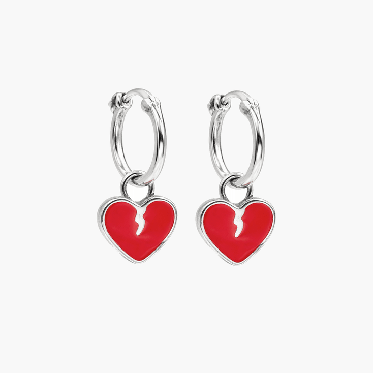 Enamelled Heartbreak Sterling Silver Earring-Earring-Kompsós