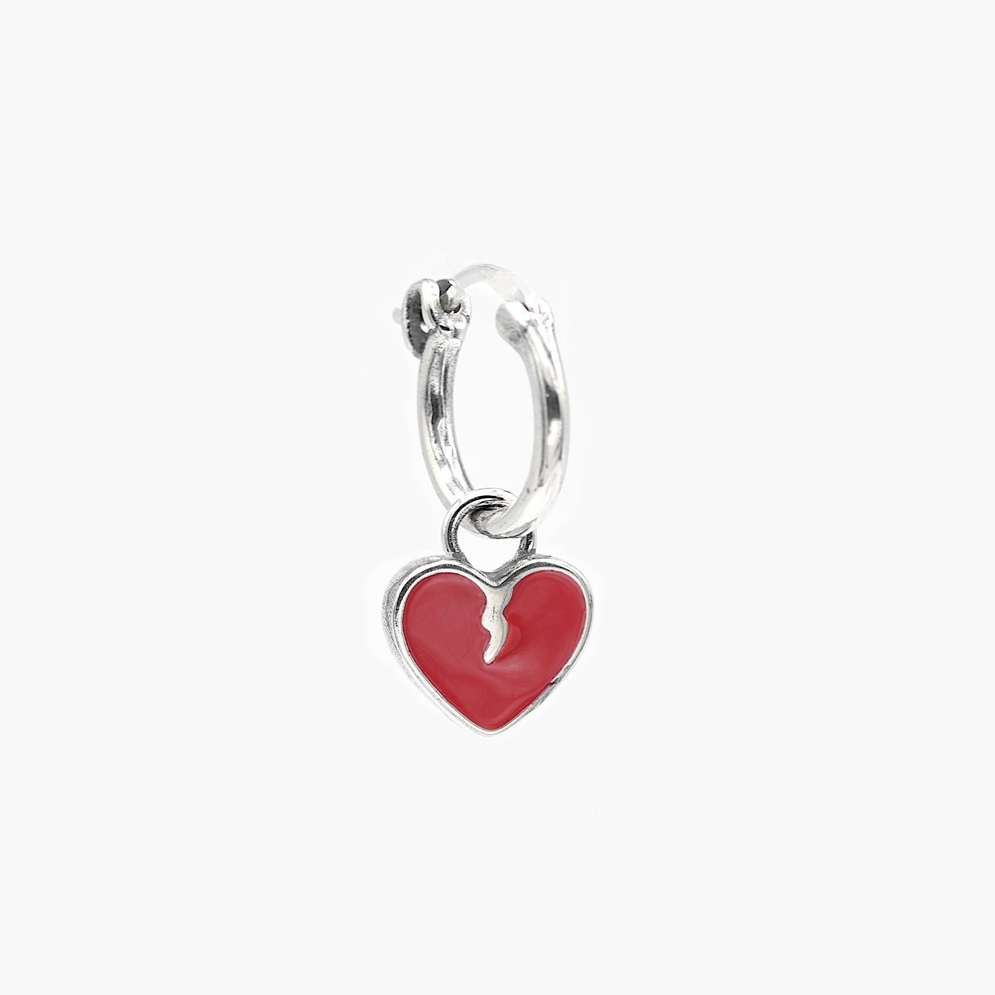 Enamelled Heartbreak Sterling Silver Earring-Earring-Kompsós