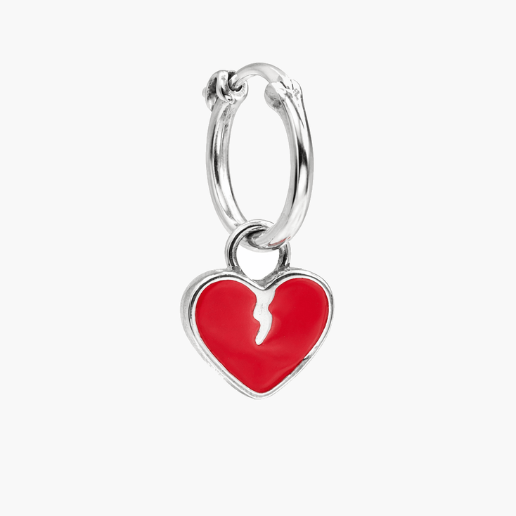 Enamelled Heartbreak Sterling Silver Earring-Earring-Kompsós