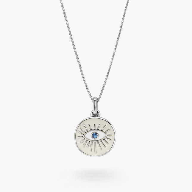 Enamelled "Thessaloniki" Evil Eye Necklace-Necklace-Kompsós