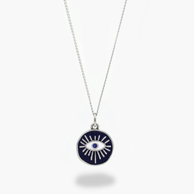 Enamelled "Thessaloniki" Evil Eye Necklace-Necklace-Kompsós