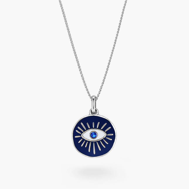 Enamelled "Thessaloniki" Evil Eye Necklace-Necklace-Kompsós