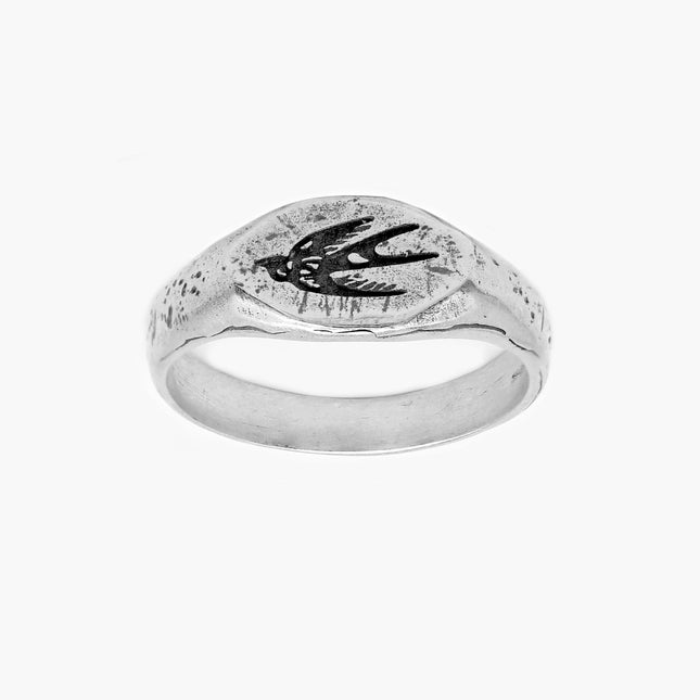 Engraved Flying Dove Sterling Silver Ring-Ring-Kompsós