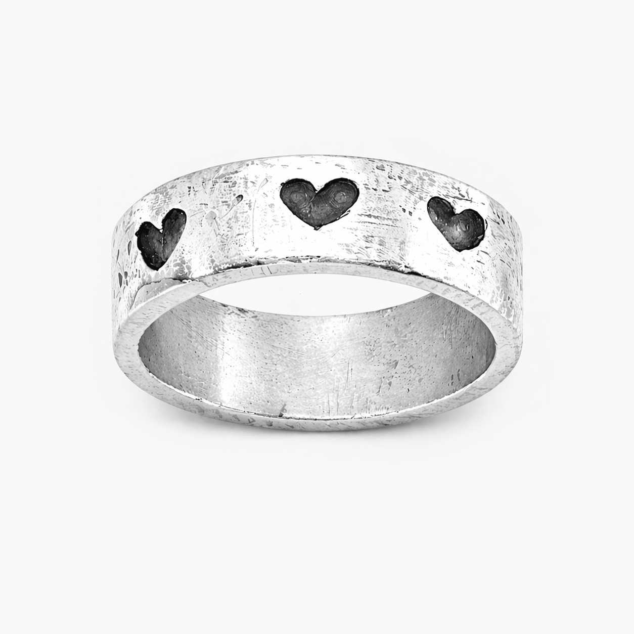 Engraved Hearts Sterling Silver Ring-Ring-Kompsós